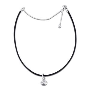 Summer Genuine 925 Sterling Silver Black Leather Seashell Choker Necklaces for Women Original Pendants Necklace Jewelry