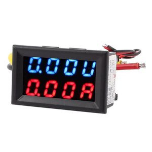 Multimetreler HHO-DC 0-100V 20A Mavi Kırmızı LED 4.8 cm Dijital Panel Voltmetre Ampermetre Voltaj Akım Monitör Test Cihazları