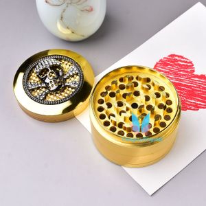 Gul Skull Grinder Spice Herb Crusher Tobacco Zinc Alloy 4 stycken