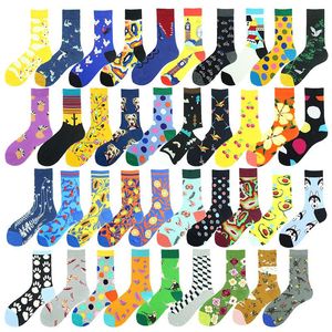 Men's Socks Mid Calf Women's Fashion Flower Unisex Cotton Trend Man Funny Animal Casual Cycling Colorful Individuality Crew Sock Men