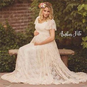 Women White Maternity Pography Props Lace Pregnancy Clothes Dresses For pregnant Po Shoot Clothing Plus Size 210922