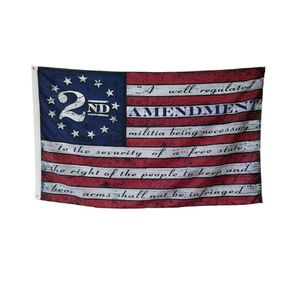 2. Verfassungszusatz Vintage amerikanische Outdoor-Flaggen, Banner, 150 x 90 cm, 100D Polyester, schneller Versand, lebendige Farben, hohe Qualität, mit zwei Messingösen