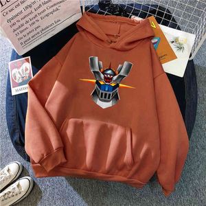 Mazinger Z Stampa Uomo Felpa Allentata Harajuku Casual Felpe Tuta Moda Uomo Vintage Felpa con cappuccio Top Anime Hip Hop Felpe H1227