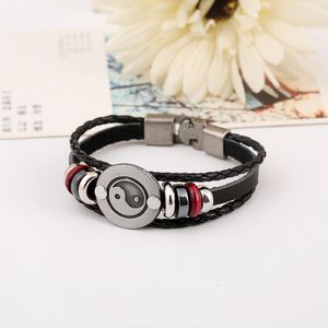 Atualize Yinyang Bracelet Mullnti camada de couro pulseiras homens homens j￳ias de moda Will e Sandy