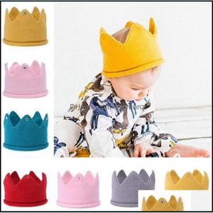 Beanie / Skl Caps Hats Hats Hats, шарфы перчатки мода независимые младенческие шляпы девочек корона вязаная крышка малыша пустая топ рожденный дизайн пряжи капот Chi