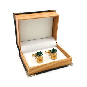 Spel Ananas Cuff Links Quality Brass Material Golden Color Novel Fruit Design