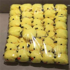 Wholesale 40PCS/LOT - 5-6CM Yellow Chicken Plush Stuffed TOY Doll , Hair Accessories 210728