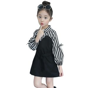 Dress Girl Striped Girls Party Kids Patchwork Children es Teenage Clothes 6 8 10 12 14 210528