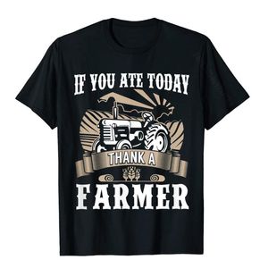 Camisas De Algodón Orgánico Para Hombres al por mayor-Camisetas de los hombres Camiseta agrícola de la comida Si comió hoy gracias a Farmer Organic Male T Shirts Imprimir Tops Camisa Algodón impreso en