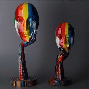 Modern Creative Painted Colorful Abstract mask Decoration Home Wine Cabinet Office Desktop Crafts 211108