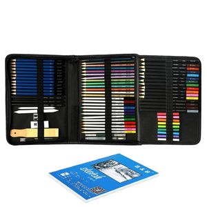 HB HB-CBPB074-2 74pcs Colored esboçar lápis conjunto com caixa de zíper de ferramenta de pintura de alta qualidade para suprimentos de arte profissional