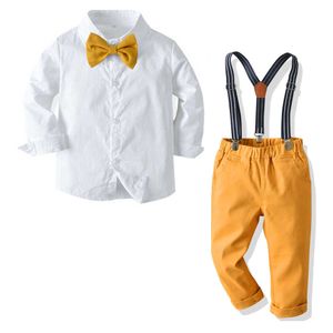 Long-sleeve Shirt + Pants 4 PCS Boys Clothes for 1 2 3 4 5 6 Years Kids Outfits Fashion Infant Children Costume Boy Clothing Set X0802