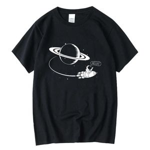 Xin Yi Мужская футболка высокое качество 100% хлопок короткие скидки смешные космонавтики печатают крутые свободные мужчины футболки O-шеи мужской тройник 210629