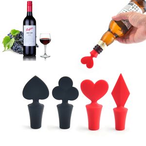 4 Styles Poker Bottle Stopper Caps Family Bar Preservation Tools Wine Food Grad Silicone Bottles Stopper Creative Design Safe Healthy JY0964