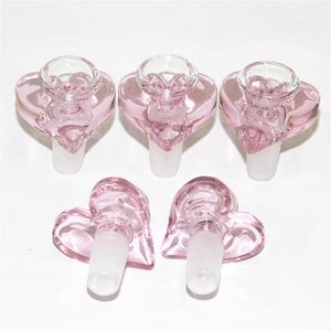 New Unique Pink Love Heart Shape Glass Bowl For hookah Bong Water pipe 14mm 18mm male Bubbler Heady Oil Dab Rigs Percolator shisha smoking