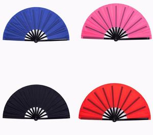 Party favör 50pcs kampsport kinesisk traditionell ren färg tai chi kung fu fans plast vikningsfläkt 33cm fläktram sn2890