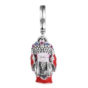 Sterling Silver Jewelry Country Exclusive Chinese Opera Dangle Charm Fits Beaded Snake Chain Bracelets Woman DIY Beads For Make Up Autumn