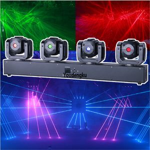 Luce laser a testa mobile a 4 occhi LED RGB Luce laser a matrice per palcoscenici per feste in discoteca a 4 fori