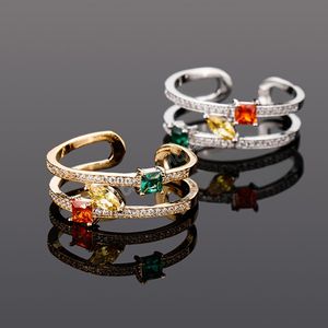3 Color Band Opening Rings For Women Gold Plated Cubic Zircon Rings Fashion Charm Jewelry Ring Gifts