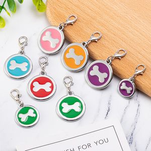 Pet Dog Cat ID Card Pendant Anti-lost Tag Round Shape Bone Nametag Pendants Pets Dogs Tags Engravable Puppy Collar Accessories BH5318 WLY