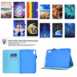 Custodie a portafoglio in pelle fiore farfalla kawaii per iPad Mini 1 2 3 4 5 6 2021 Tablet Panda carino stampa antiurto oceano foresta Torre Eiffel supporto ananas flip cover