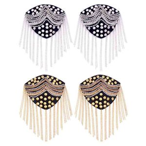 Pretty Tassel Epaulet Rhinestone Board Costume Shoulder Badge Decor para hombre mujer