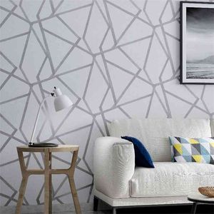 Szara Geometryczna Tapeta Do Salonu Sypialnia Szary White Wzorzyste Nowoczesne Design Paper Roll Home Decor 210722