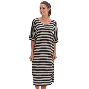 Stripe de algodão de linho de vestido de malha plus tamanho mulher grávida M30201 210526