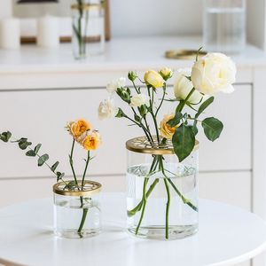 Nordic Simple Creative Home Flower Arrangement Vase Dekorativ kopp Dekoration Vardagsrum Glas Växt Vaser Tabletop Hydroponic 210310