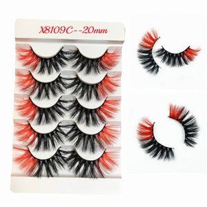 20mm Renkli Lashes 3D Faux Vizon Kirpik Toptan Ombre Dramatik Renkli Doğal Kirpik Uzatma Makyaj Sahte Lash