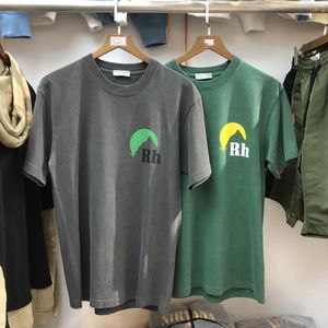 Rhudes t-shirt män kvinnor avslappnad hög kvalitet t-shirt bomull topp tees japan rhude t-shirts grå grön lulusup