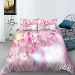 寝具セットピンクのバラの花3Dプリント掛け布団セットツインフルクイーンスーパーカルキングサイズ布団カバー