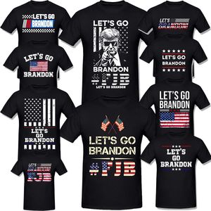 Lets Go Brandon Letter Schwarzes T-Shirt Amerikanische Flagge Druck Lässiges Kurzarm-T-Shirt Sport-T-Shirt, das Männer und Frauen tragen können