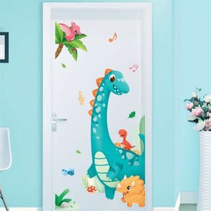 Cartoon Rodzaje Dinozaurów Naklejki Ścienne Dla Kids Room Wymienny Winylowe Naklejki Ścienne Dzieci Room Przedszkole Zwierzęta Plakat ściany 210929