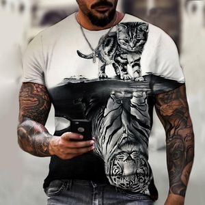Men s T Shirts Fashion d Animal Cat Print Short sleeved T shirt XxS xl Super Cool Street Funny Cute Refreshing Comfortable Top