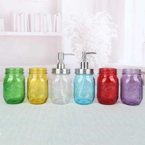 Liquid Soap Dispenser Pump Glass Jar Bottle Stainless Steel Lid Dispensers Countertop Lotion Bathroom Storage Tool Sea shipping DAP338