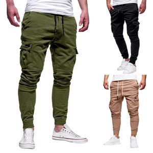 Jogging pants men 2021 Solid Color Overalls Casual Pocket Sport Work Casual gyms Trouser bodybuilding Pants Men's Clothing 2021 X0615