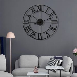 40cm 3d retro metal numeral numeral relógio de parede ferro redondo grande jardim ao ar livre decoração home decor clássico industrial 210310