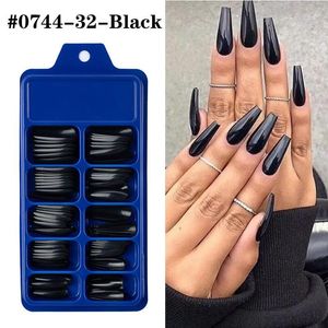 100 Pieces Long Press Fake Nails Full Acrylic Pressed Fake Nail Cover Reusable Full Coverage Nail Tips Manicure Tool CL05