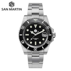 San Martin Diver Water Ghost Luxury Sapphire Crystal Men Automatyczne zegarki mechaniczne Ceramiczne Bezel 20Bar Luminous Date Window 210804