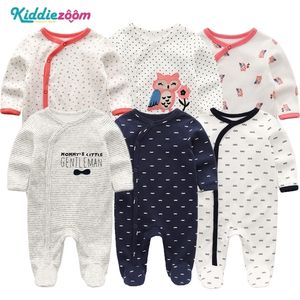 Baby Boy Rompers Infantil Roupa Newborn Одежда для девочек 100% мягкий хлопок Pajamas Комбинезон Длинные шикарные детские Rompers Детская одежда 210315