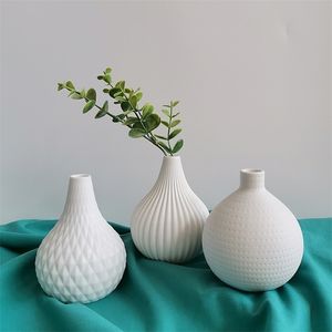 Nordic Ceramic White Flower Vase Dekoracje Wegetariańskie Biuro Sztuki S 211215