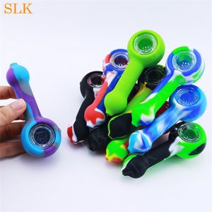 Smokeshop mini water pipes hot selling glass bong with glass bowl accessories silicone smoking pipe for smoking tobacco 4.3" bongs