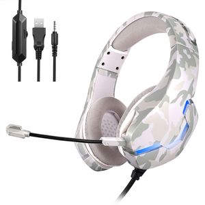 3.5mm Wired Headset RGB Luminous PC Earphones Stereo Bass Gaming Headphones With Mic 4 Colors for Computer J10