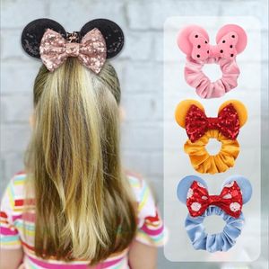 Modna mysz Uszy Cekiny Włosy Bow Kobiety Aksamitne Scrunchies Moda Talia Zespoły Do Włosów Ładna opaska na głowę dla dziewcząt