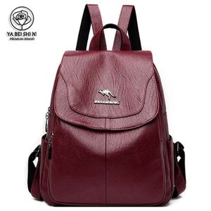 Bagpack kvinnor läder ryggsäck designer axelväskor för backpack school teenage girls mochila feminina 210929