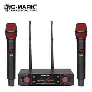 G-MARK EW100 Wireless Microphone Professional Handheld Cordless Karaoke Mic Frequency Adjustable 80M Distance For Stage Party 210610