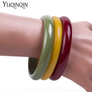 Vintage Simple Cuff Bracelet Bangles for Women Resin Acrylic Trendy Circle Colorful Fashion Jewelry Statement Ladies Bracelets Q0719