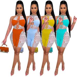 Sexy Women Jumpsuits Contrast Stitching Rompers Sleeveless Shorts Onesies Pull Tube Fashion Hollow out Bodysuit