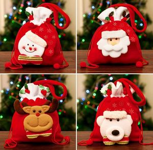 Red gifts bags 2021 Christmas candy bag Apple gift Deer Bear Santa Mall Kindergarten decorations